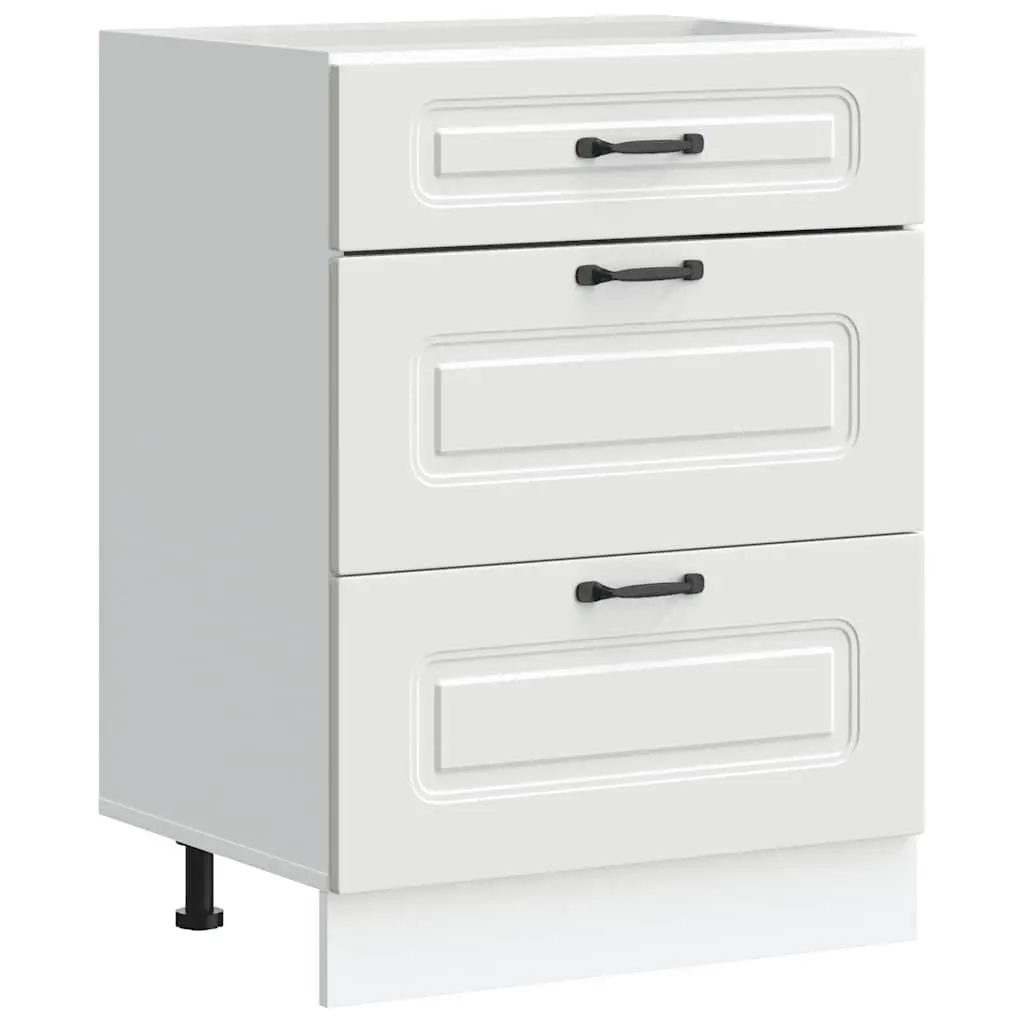 Kitchen Base Cabinet Adjustable Feet White Engineered Wood
