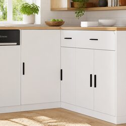 Durable Kitchen Base Cabinet in White Engineered Wood