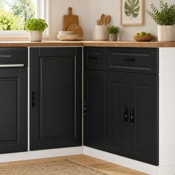 Black Engineered Wood Kitchen Base Cabinet with Storage