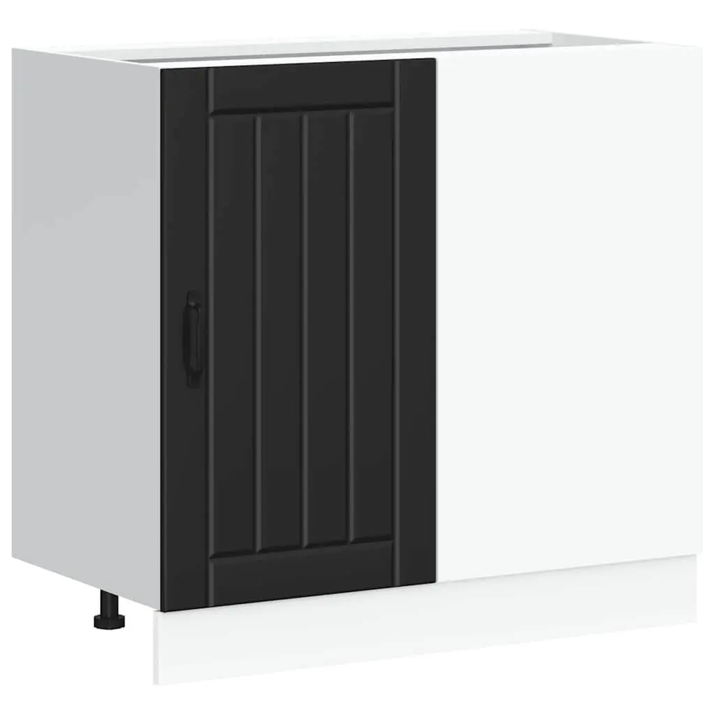Kitchen Base Cabinet Moisture Resistant Black Engineered Wood
