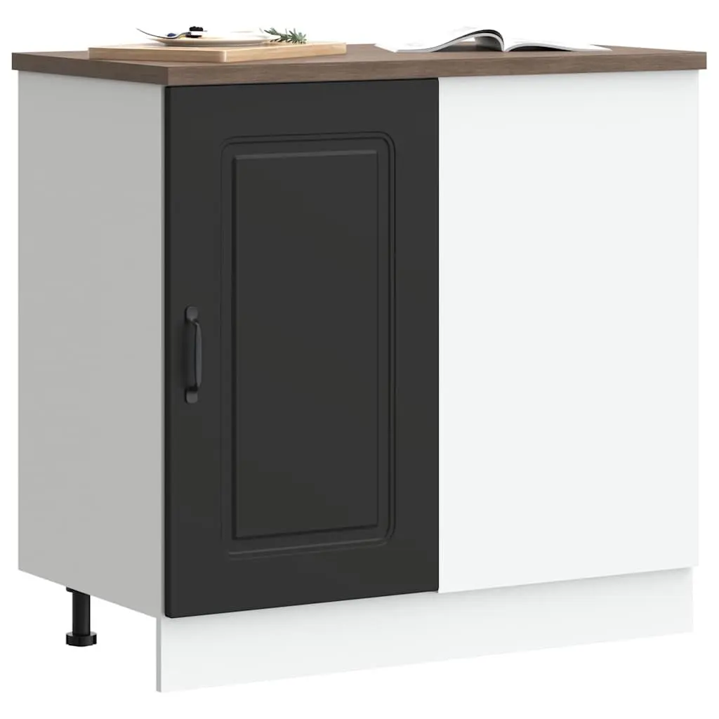 Kitchen Base Cabinet Durable Engineered Wood Storage Cupboard with Doors Black