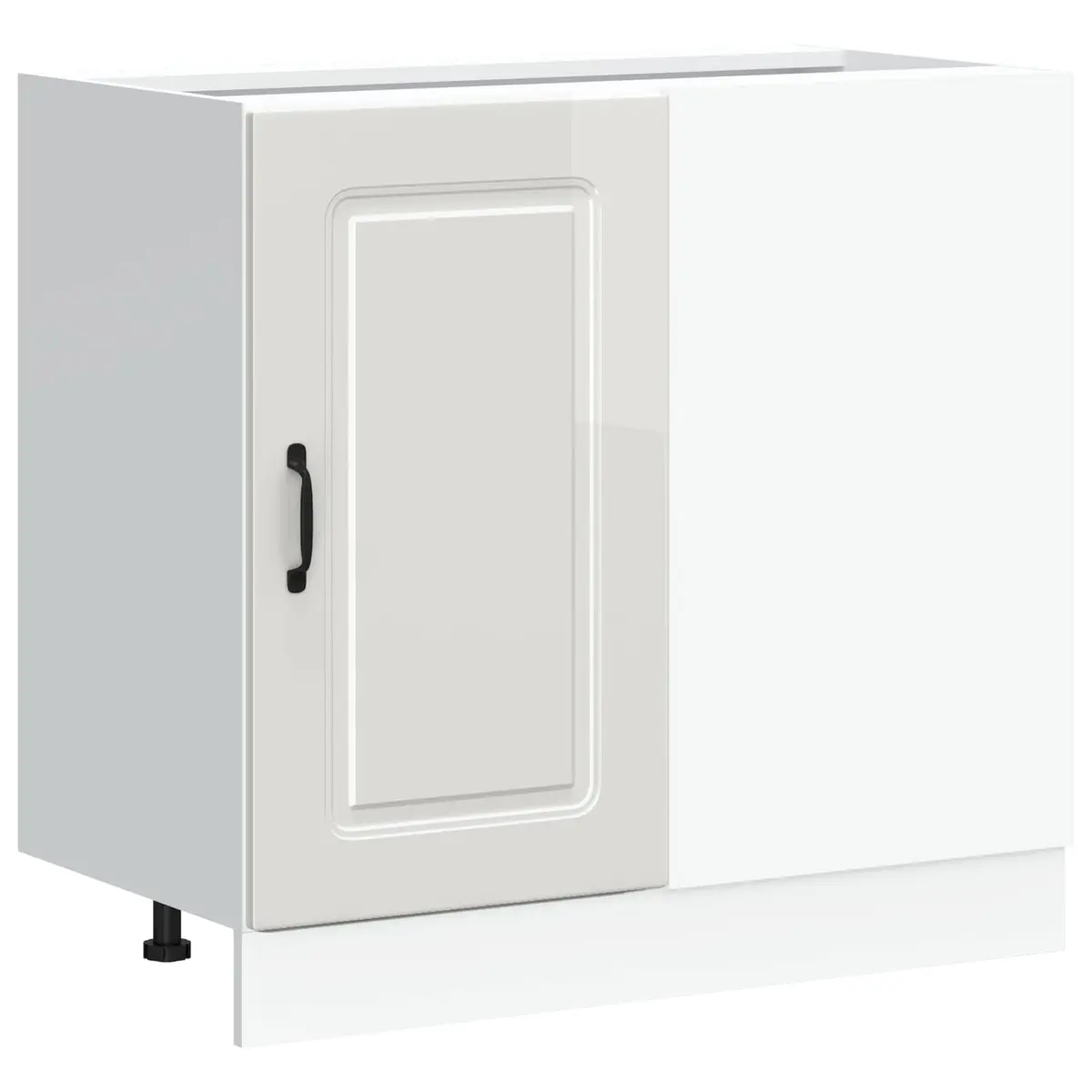 Kitchen Base Cabinet High Gloss White Engineered Wood Storage Organizer
