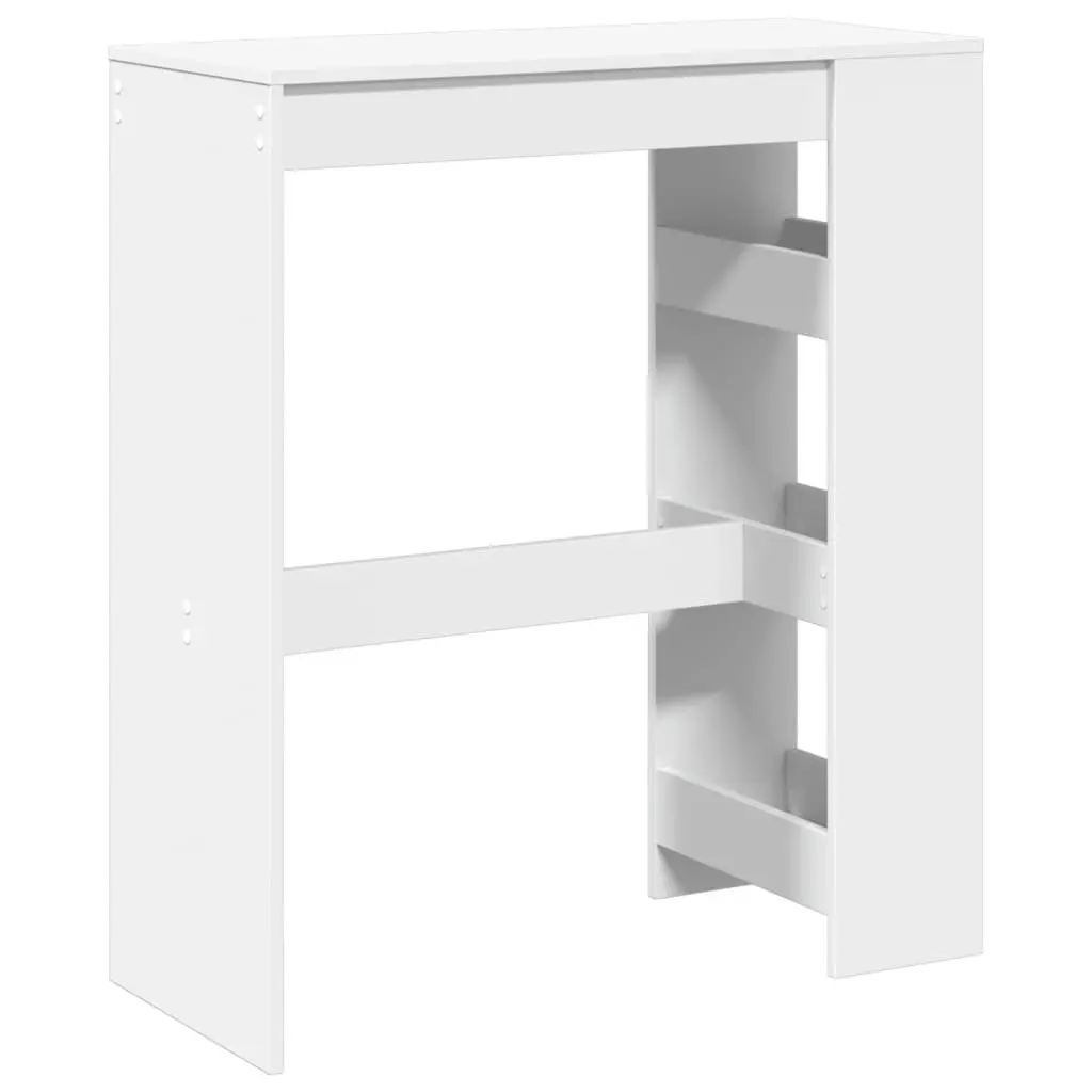 Bar Table with Storage Shelves High Counter White