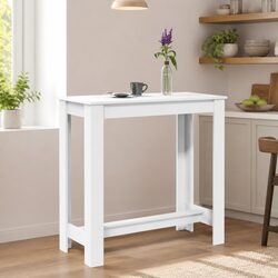 Engineered Wood White Bar Table for Kitchen and Living Areas