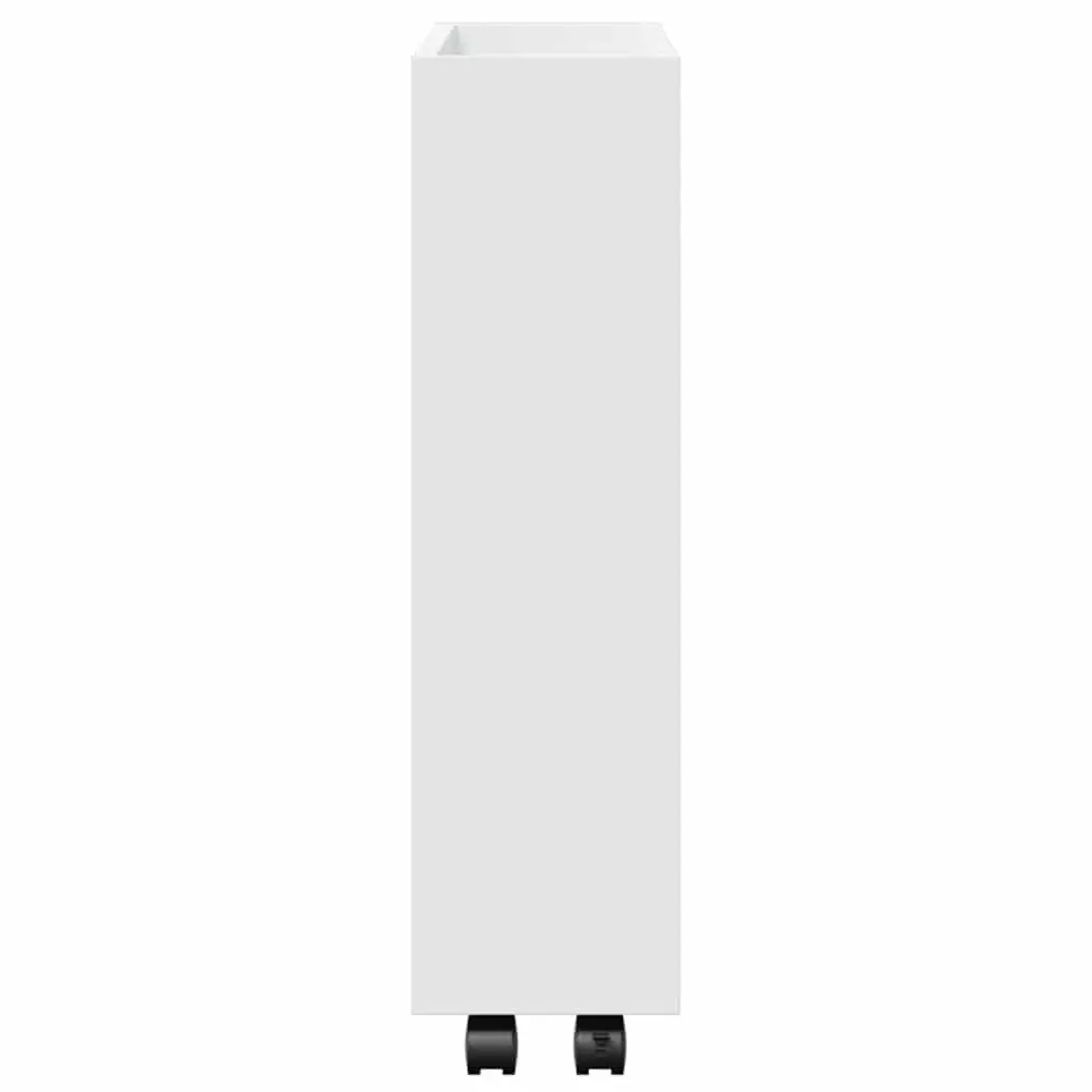 Narrow Storage Trolley 3 Tier Compact White Rolling Cart with Swivel Wheels