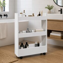 3 Tier Narrow Storage Trolley with Lockable Wheels