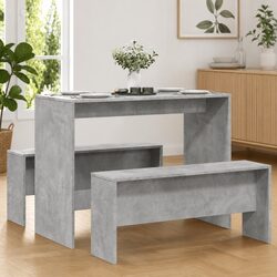 Engineered Wood 3 Piece Dining Set in Grey