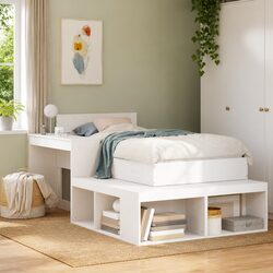 White Bedside Cabinet with Integrated Desk