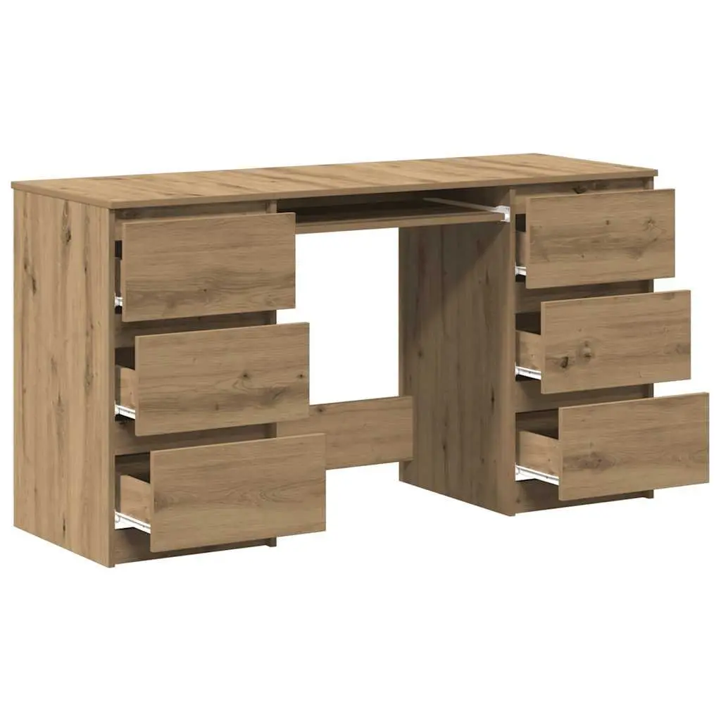 Writing Desk with Ample Storage 140 x 50 x 77 cm Brown Engineered Wood