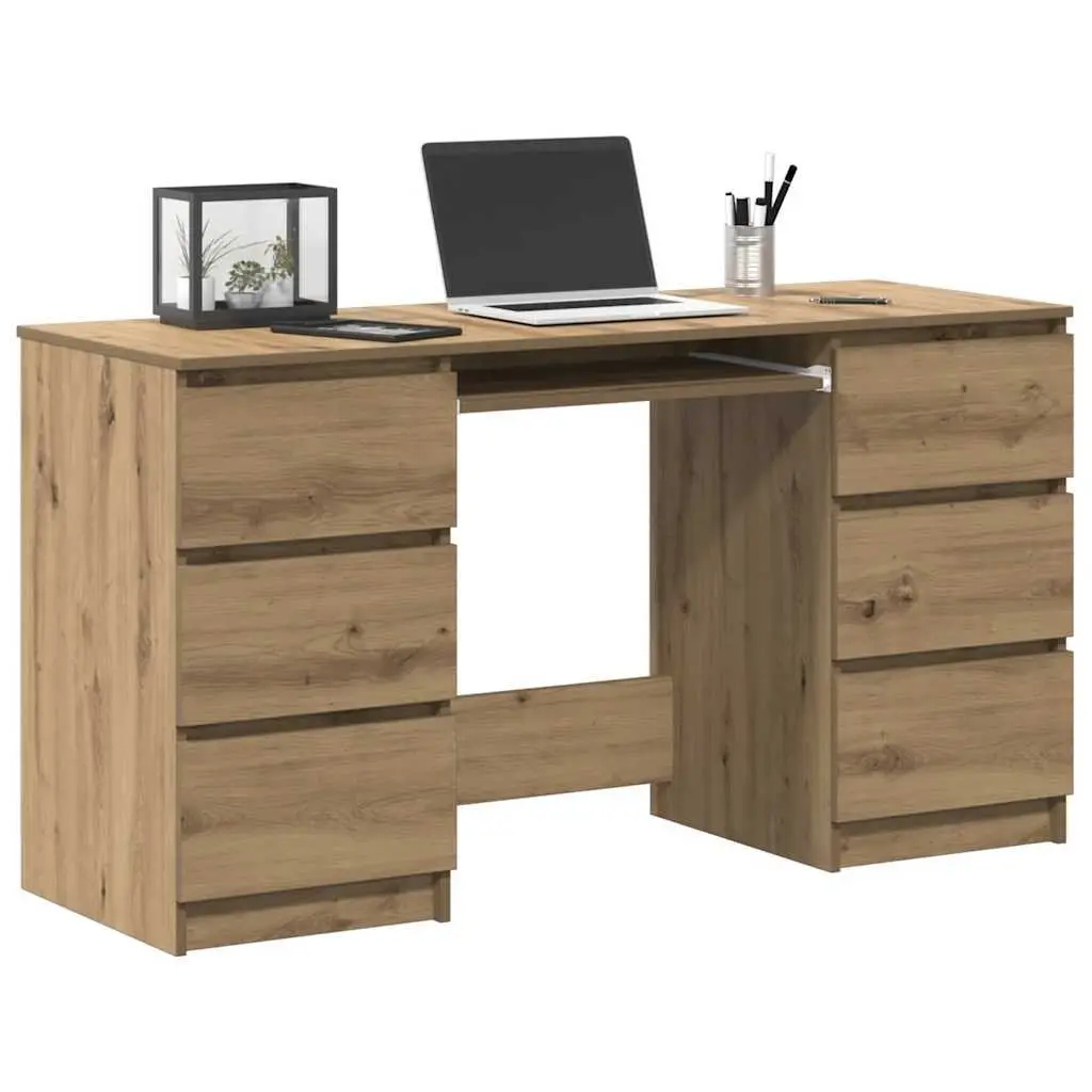 Writing Desk with Ample Storage 140 x 50 x 77 cm Brown Engineered Wood