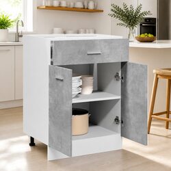 Grey Drawer Bottom Cabinet Kitchen Storage - 60x46x81.5cm