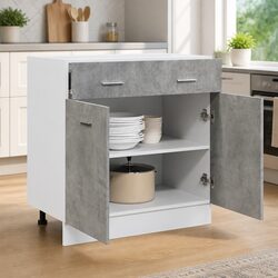 Engineered Wood Grey Kitchen Cabinet with 1 Drawer
