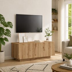 Brown Engineered Wood TV Cabinet with Modular Design