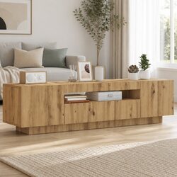 Engineered Wood TV Cabinet with RGB LED Lights, Brown