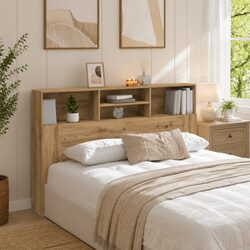 Engineered Wood Headboard Cabinet with Storage 160x19x103.5cm