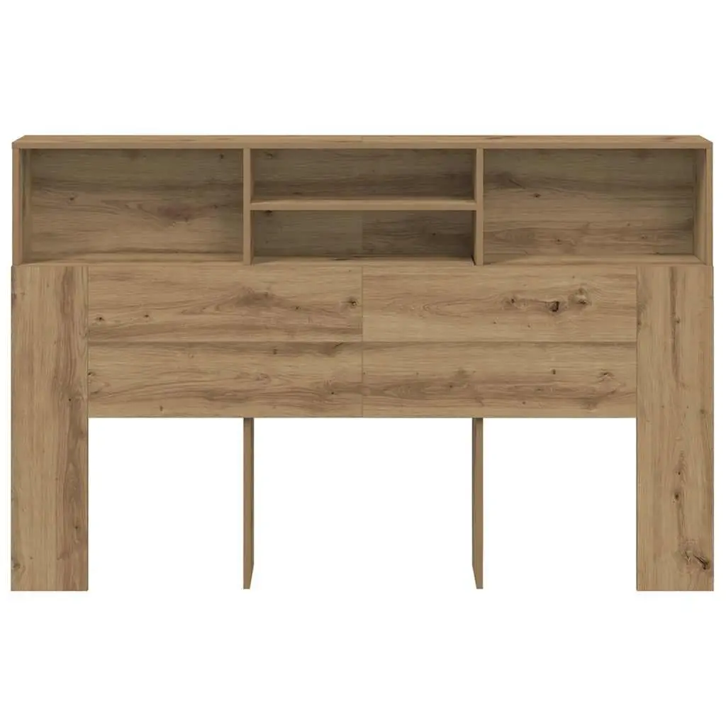 Headboard Cabinet Engineered Wood Bedroom Storage 160x19x103.5cm Brown Oak
