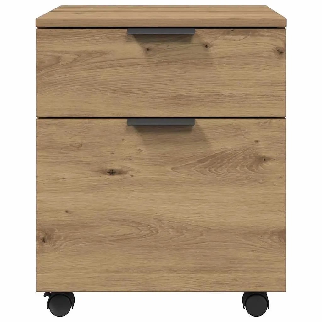 Mobile File Cabinet with Wheels Brown Storage Organizer Engineered Wood Office