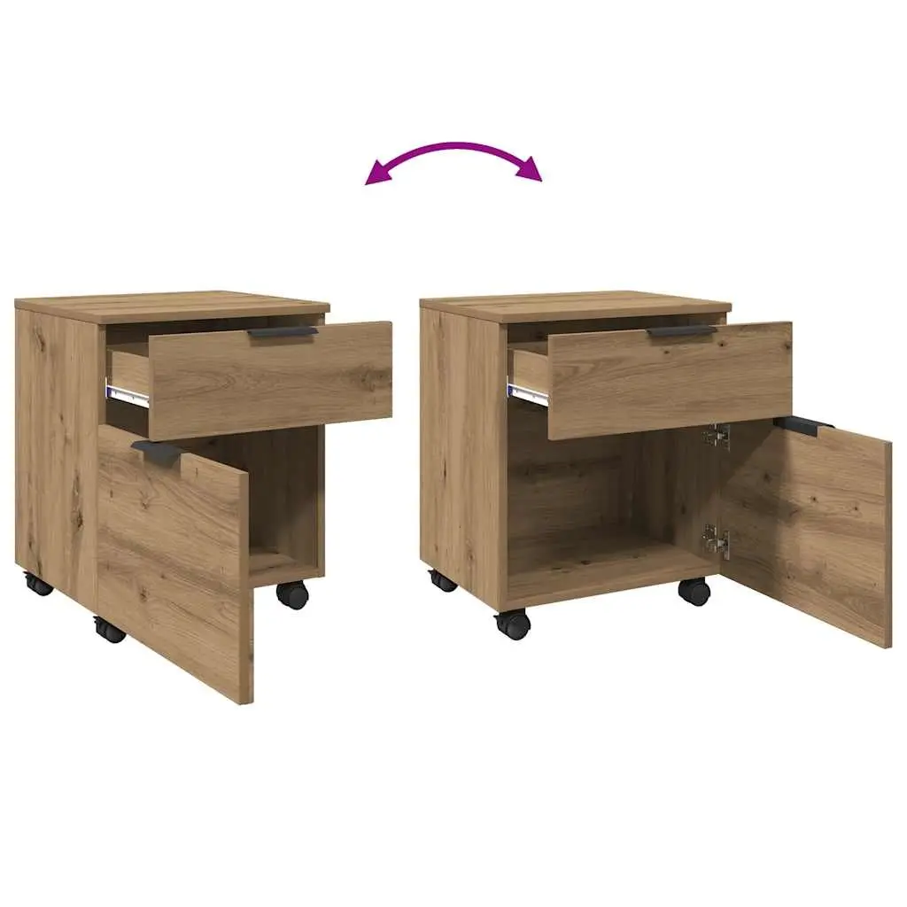 Mobile File Cabinet with Wheels Brown Storage Organizer Engineered Wood Office
