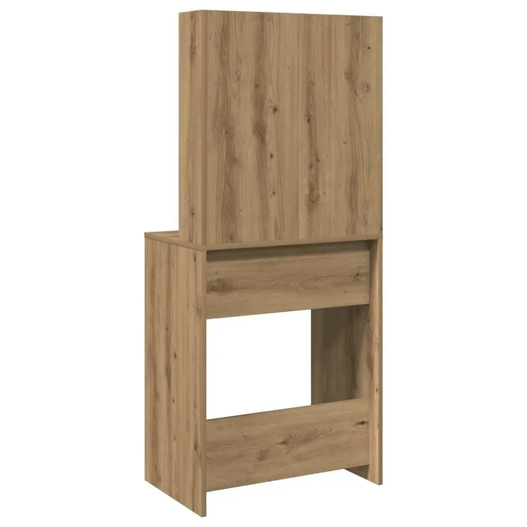 Dressing Table with Open Shelves Drawer Storage RGB LED Lights Artisan Oak 60x40x140cm