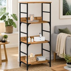 Engineered Wood Brown Storage Bookshelf with 3 Compartments 50x33x117.5cm