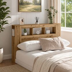 RGB LED Headboard with Engineered Wood Construction