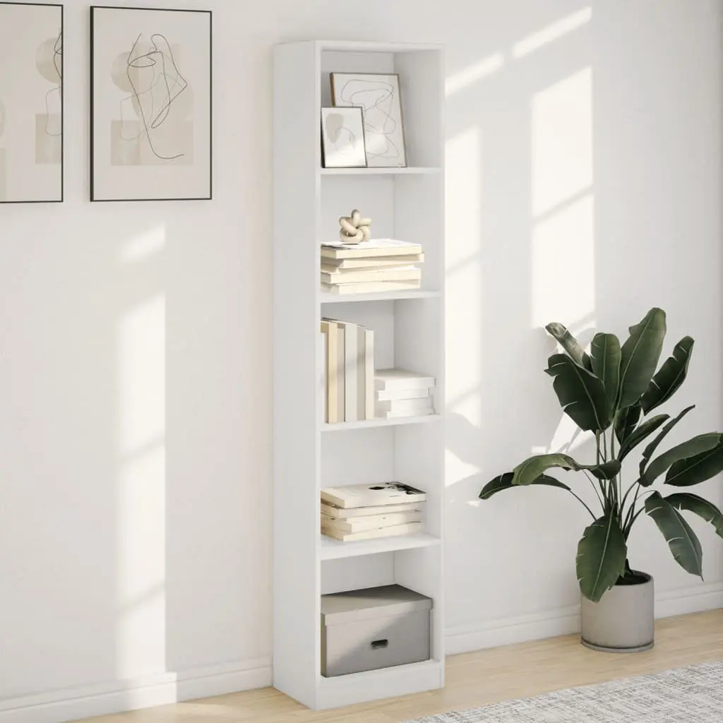 Bookcase open compartments engineered wood 40x24x176 cm white