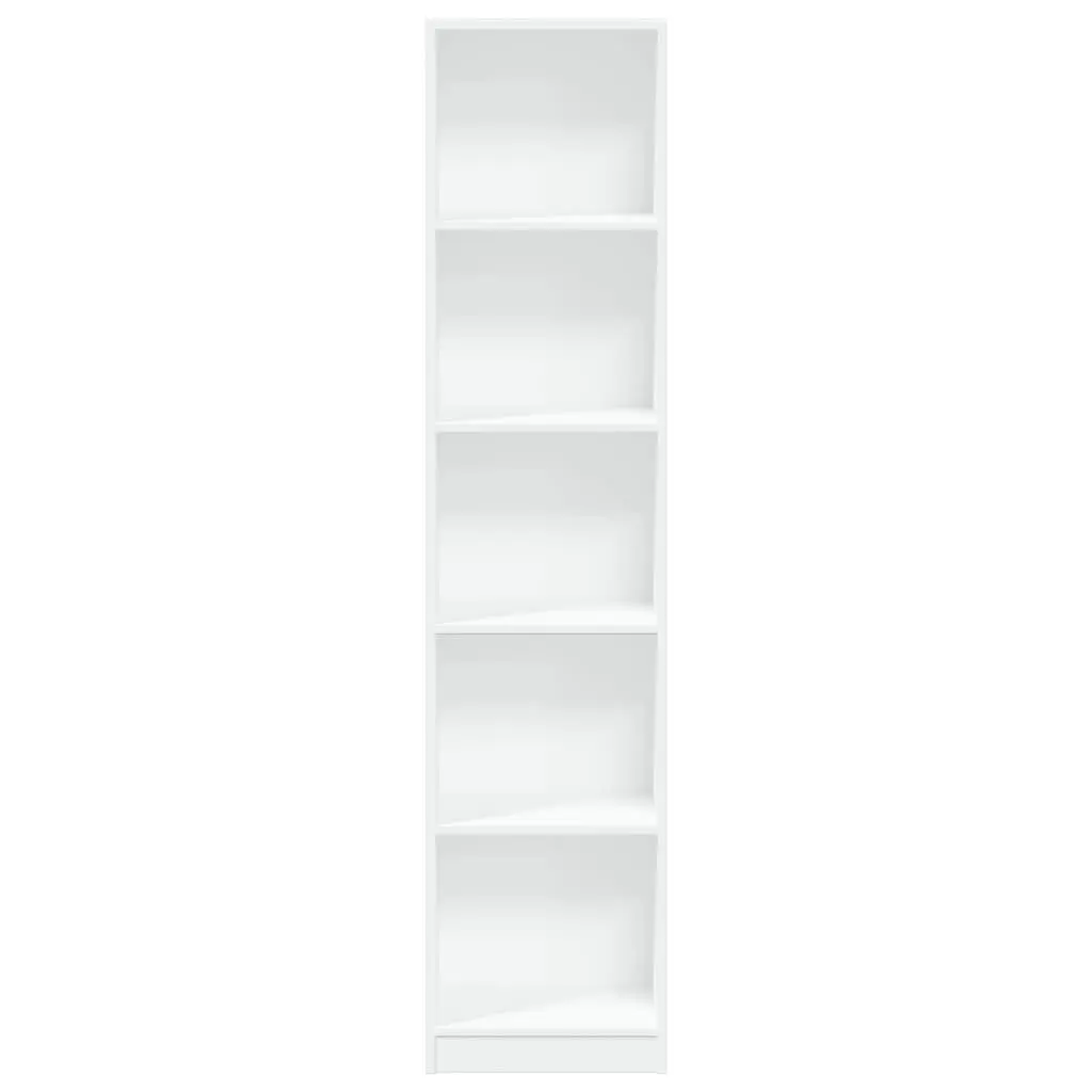 Bookcase open compartments engineered wood 40x24x176 cm white
