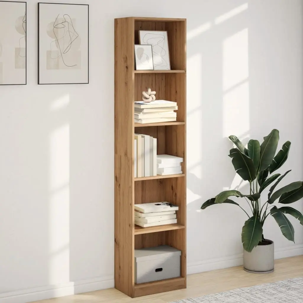 Bookcase Open Shelving Storage Unit Brown Engineered Wood 40W x 24D x 176H cm