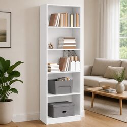 60x24x176 cm White Engineered Wood Bookcase