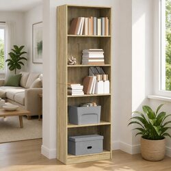 Bookcase in Sonoma Oak 60x24x176 cm Engineered Wood