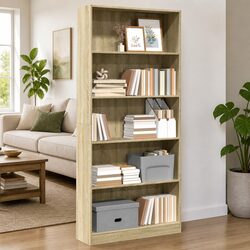 Open Shelving Bookcase Sonoma Oak 80x24x176cm