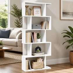 Room Divider Bookcase 5-Tier Engineered Wood Unit