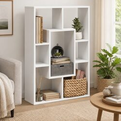 63x20x90 cm White Bookcase in Engineered Wood