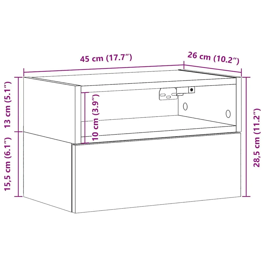 Bedside Cabinet Wall-mounted Space-saving White Storage Drawer Nightstand