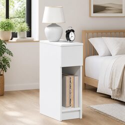 Set of 2 White Bedside Cabinets with Drawer