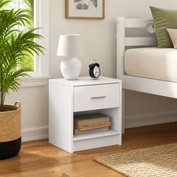 Functional White Nightstand with Drawer
