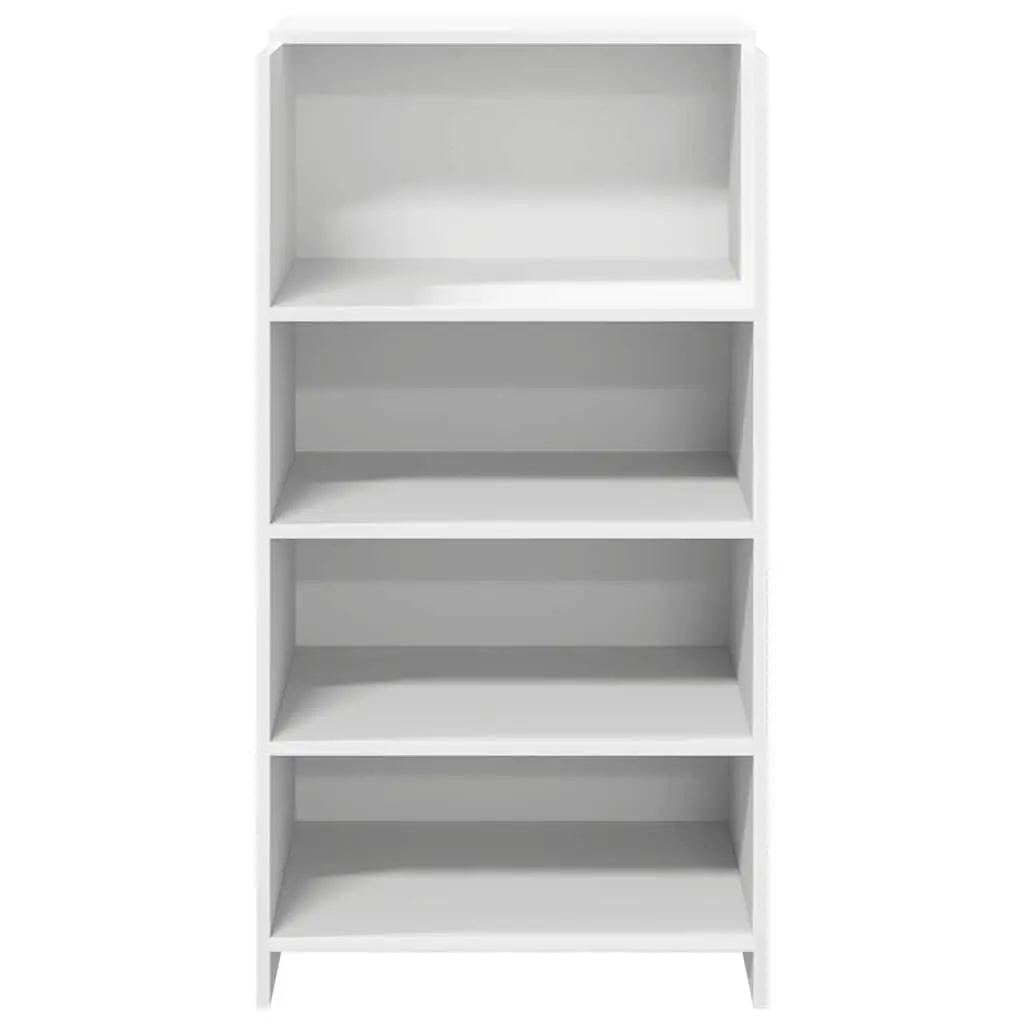 Reception Desk White Engineered Wood Office Counter Built-in Shelf Storage