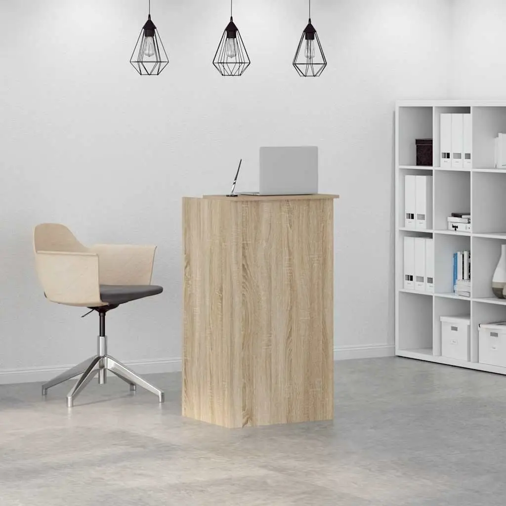 Reception Desk Brown Engineered Wood Office Counter 55x50x103.5cm Storage Shelf