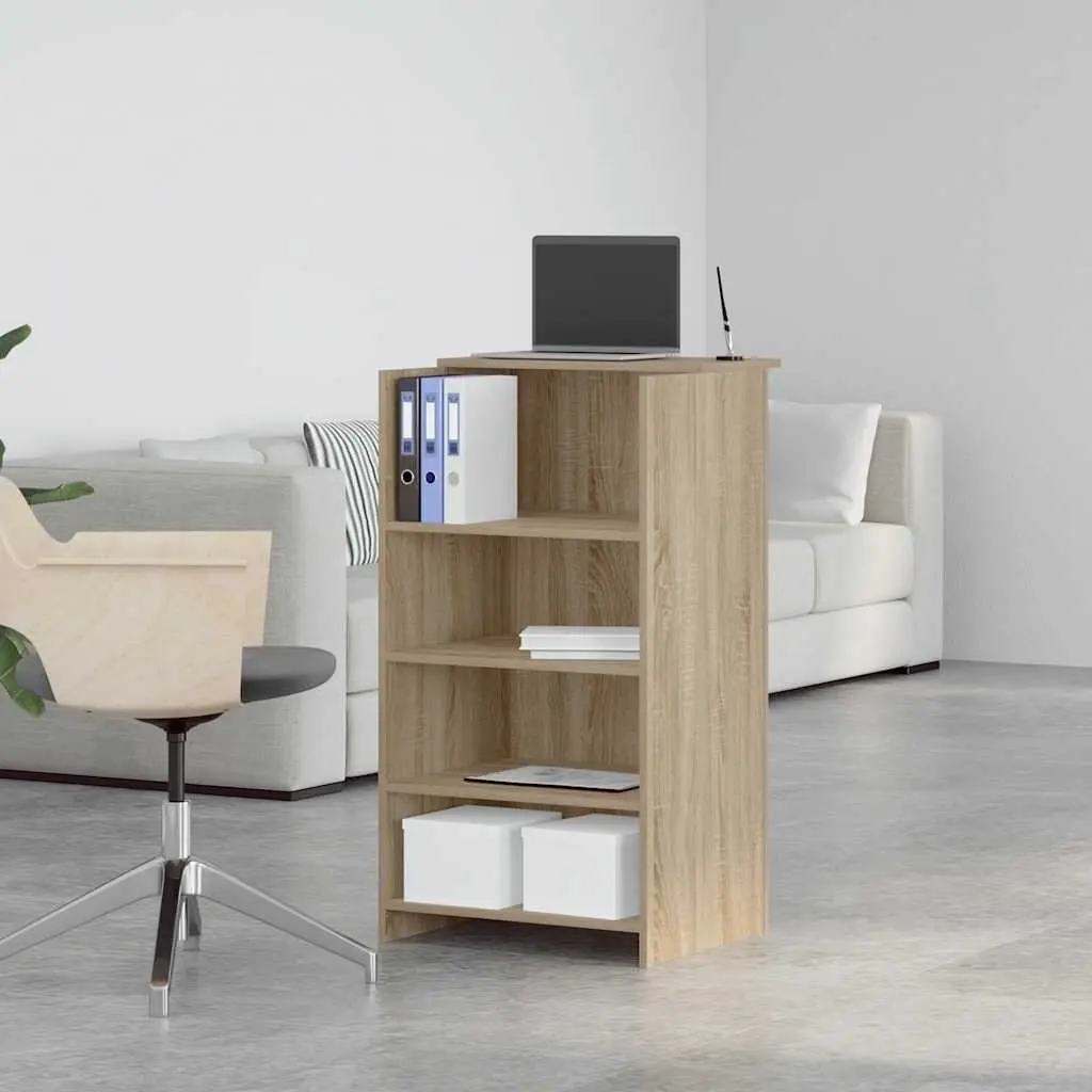 Reception Desk Brown Engineered Wood Office Counter 55x50x103.5cm Storage Shelf