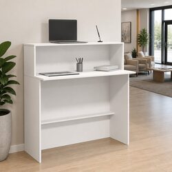 Modern Reception Desk 100x50x103.5 cm - Stylish White Finish