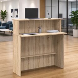 Engineered Wood Reception Desk in Brown with Storage