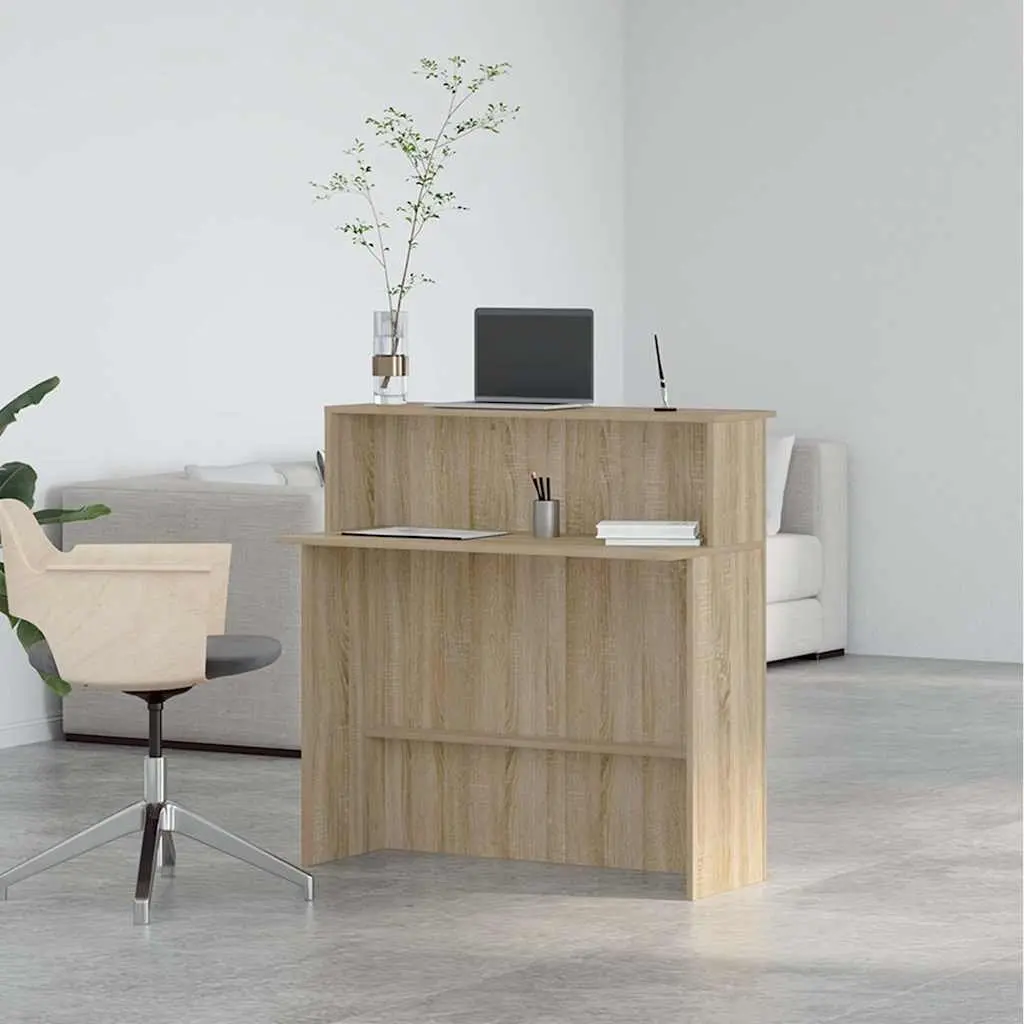 Reception Desk Engineered Wood Brown High Counter 100W x 50D x 103.5H cm