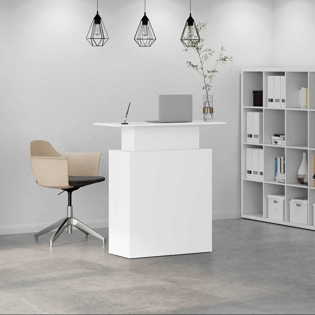Reception Desk Engineered Wood High Counter White 100x40x104 cm