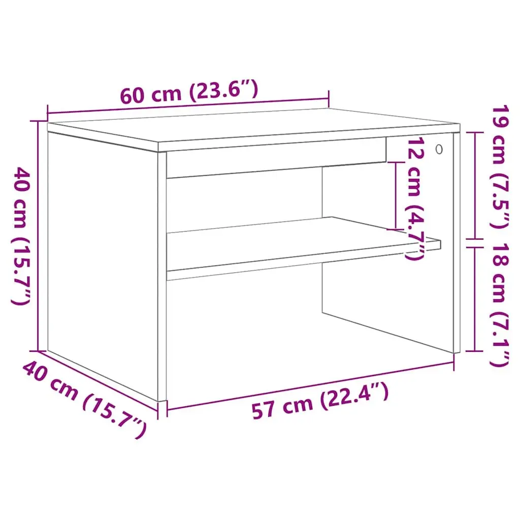 White TV Cabinet Media Storage Unit Engineered Wood 60x40x40cm for Living Room