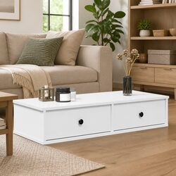 Storage Cabinet Wall Shelf with Drawers White 100x37.5x19 cm