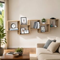 Floating Wall Shelf 5-Compartment Storage Unit
