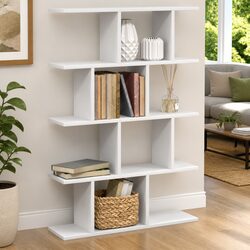 White Floating Shelf with 15 Compartments for Storage