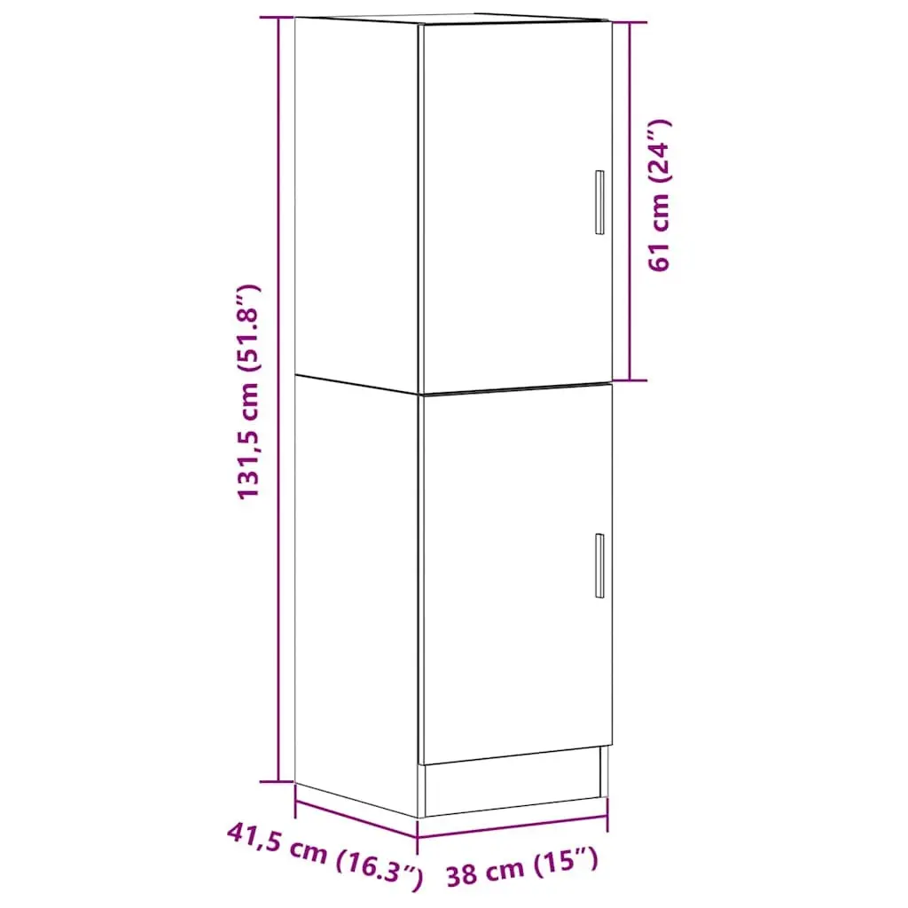 Kitchen Cabinet Black Engineered Wood Storage Unit with Doors Shelves 38 x 41.5 x 131.5 cm