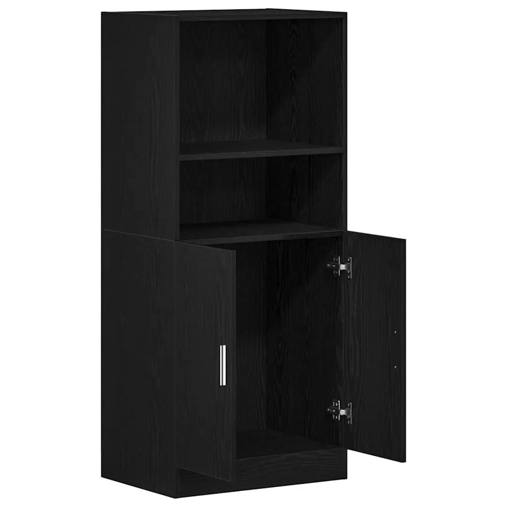 Kitchen Cabinet Black Storage Organizer Engineered Wood 57 x 41.5 x 131.5 cm