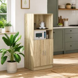 Brown Engineered Wood Kitchen Cabinet Organizer 57x41.5x131.5cm